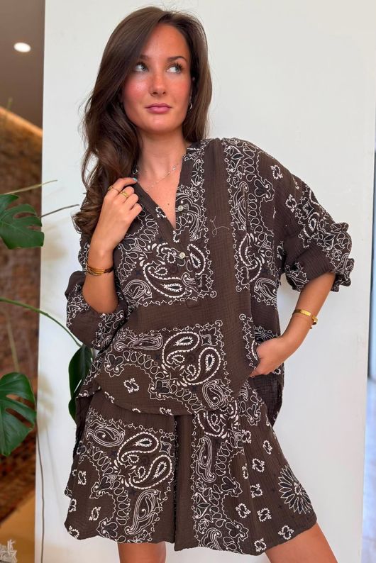 Ole Bubble Cotton Bandana Laurie Blouse Chocolate